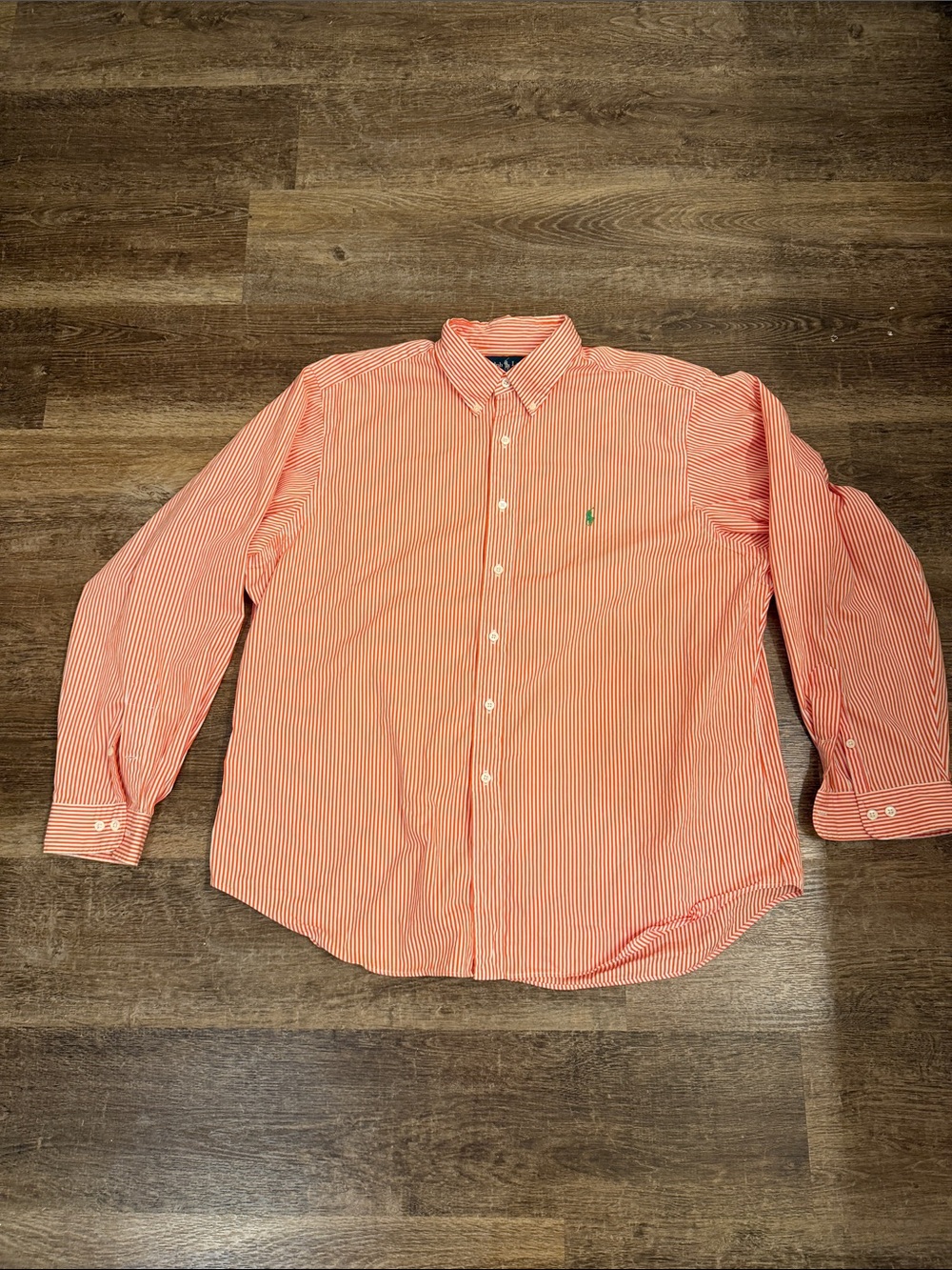 Ralph Lauren Coral-White Striped Button-Down Shirt